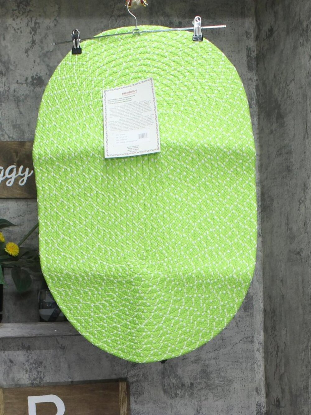 NWT Better Trends Oval Reversible Area Rug Chartruese Bright Green 20x30